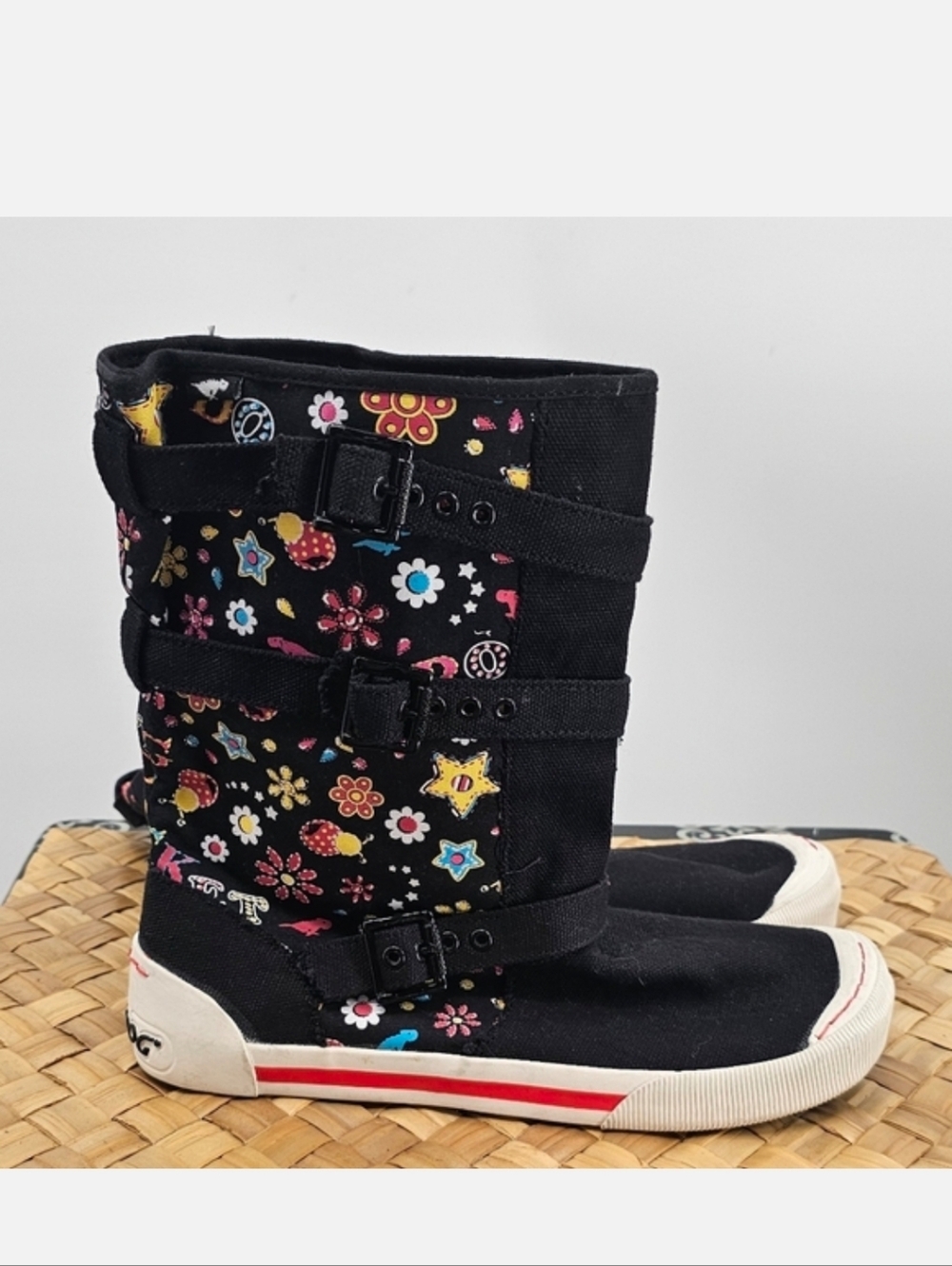 Rocket Dog HighTop Sneakers Black Floral Size 10